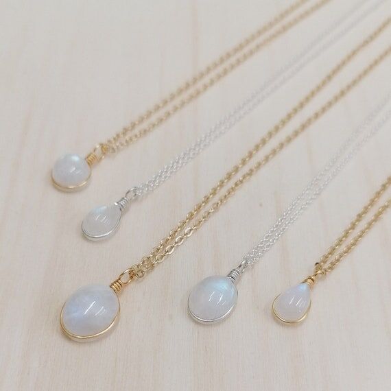 Customized Moonstone necklace / wire wrapped ...
