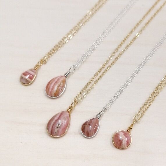 Customized Rhodochrosite necklace / one of a ...