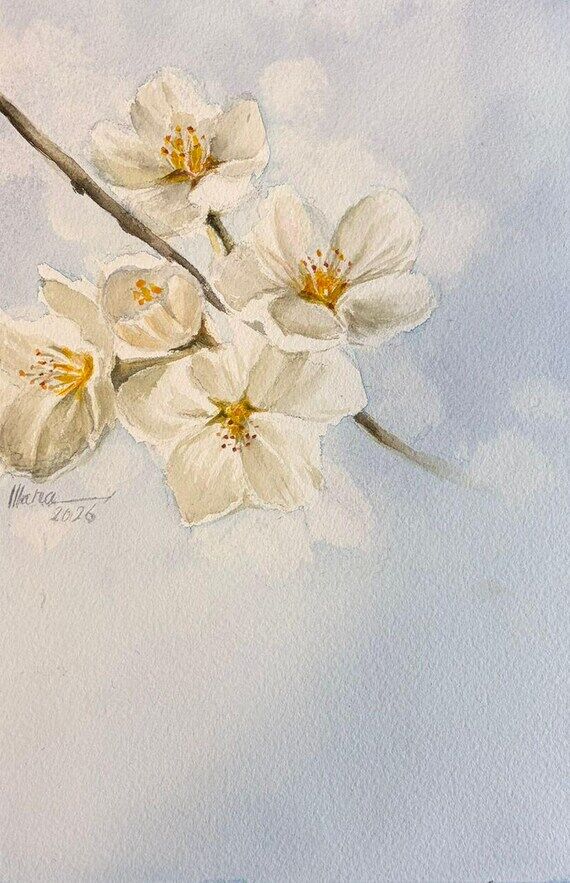 Hand Painted Blossom Postcard with Envelope |...