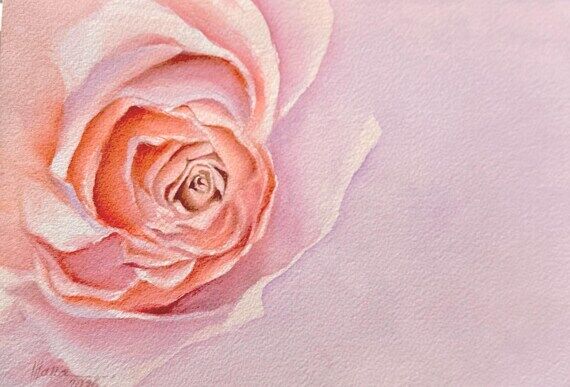 Hand Painted Watercolor Rose Postcard | Roman...