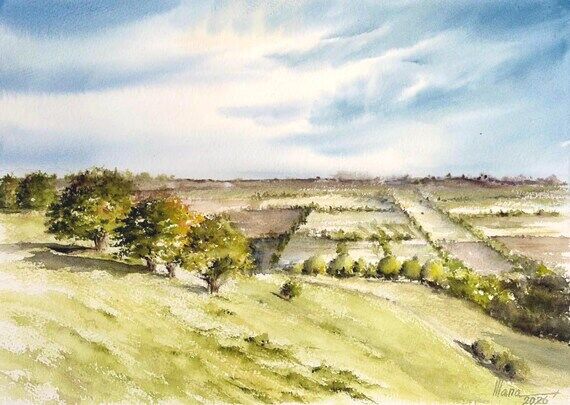Original Landscape Watercolor Painting | Hand...