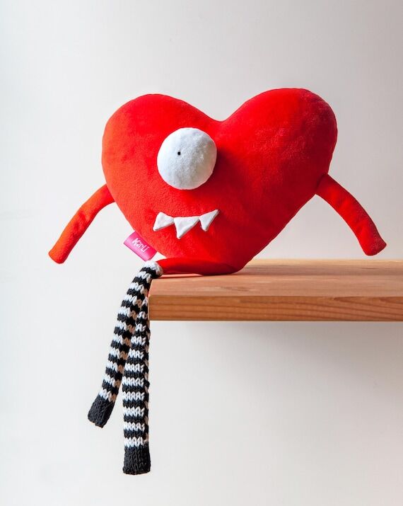 Handmade Plush Red Heart Pillow, Monster Deco...