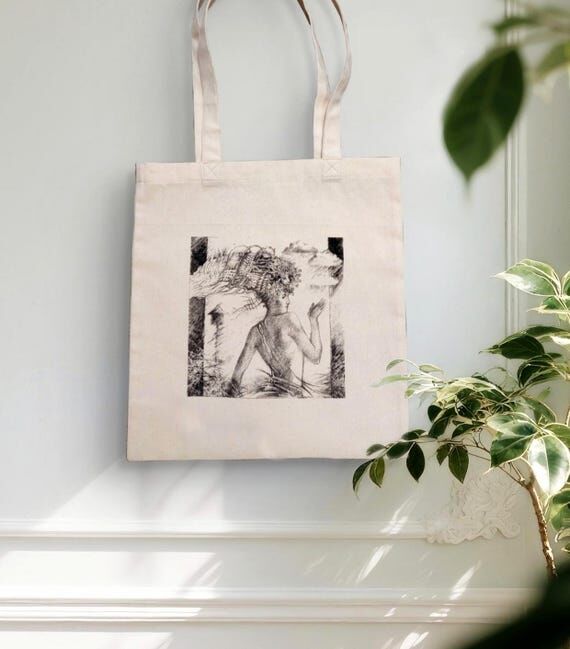 Hand Screenprinted Cotton Shopper, Handmade 1...
