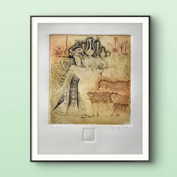 Graphic Etching Original print, Illustration ...