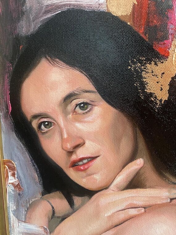 Personalized Woman Portrait Oil Painting on C...