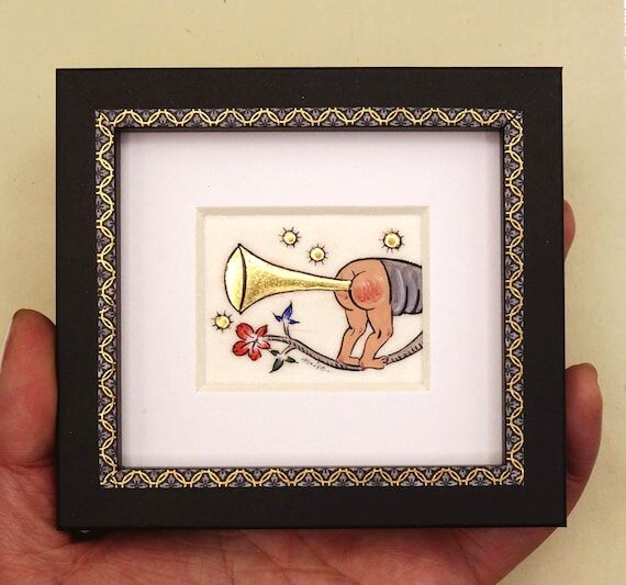 Medieval Butt Trumpet, Original handmade mini...