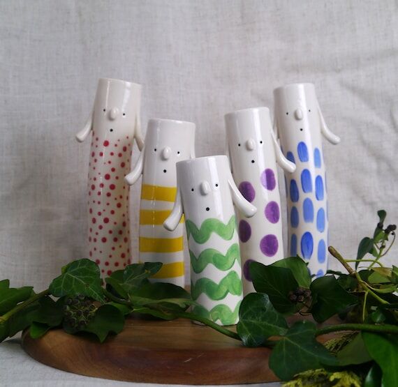 Bella Bud Vase - Colourful Face Vase - Handma...