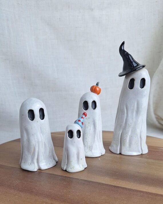 Spooky Halloween Ghost with Party Hat, Witch ...