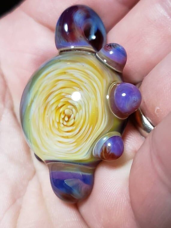 Glass Swirl Implosion Pendant, Glass Pendant,...