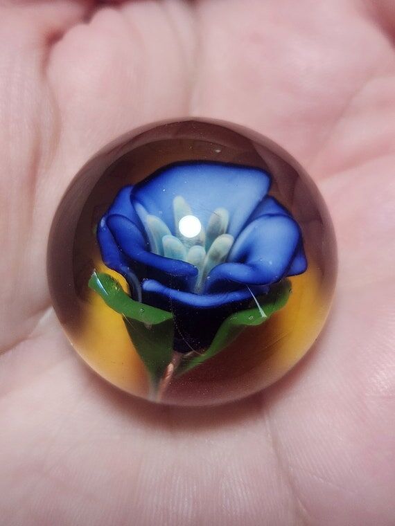 Blown Glass, Flower Marble, 32 mm, Handmade M...