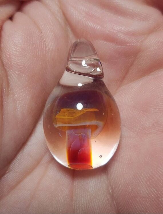 Hand Blown Glass, Mushroom Pendant, Handmade ...