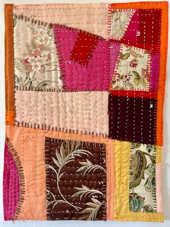 Mod Garden Textile Art: Hand Pieced & Quilted...