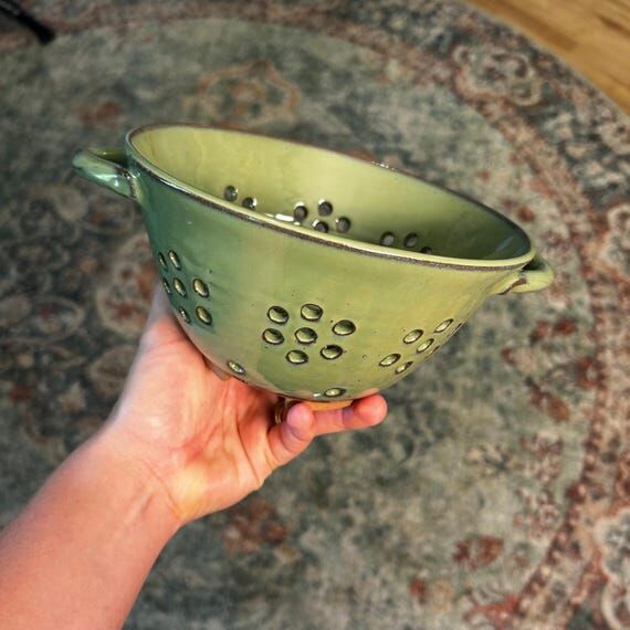 Green Berry Bowl | Homemade Ceramic Colander ...