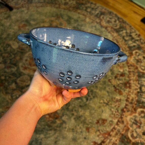 Blue Berry Bowl | Homemade Ceramic Colander |...