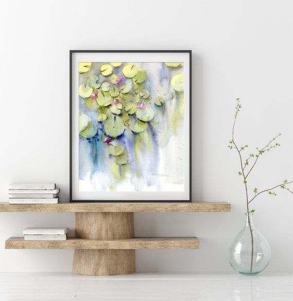 Original Waterlilies Watercolor Painting: Han...