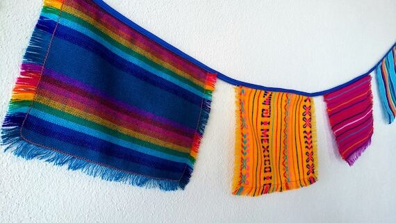 Mexican fabric banner, Rebozo Serape Sarape, ...