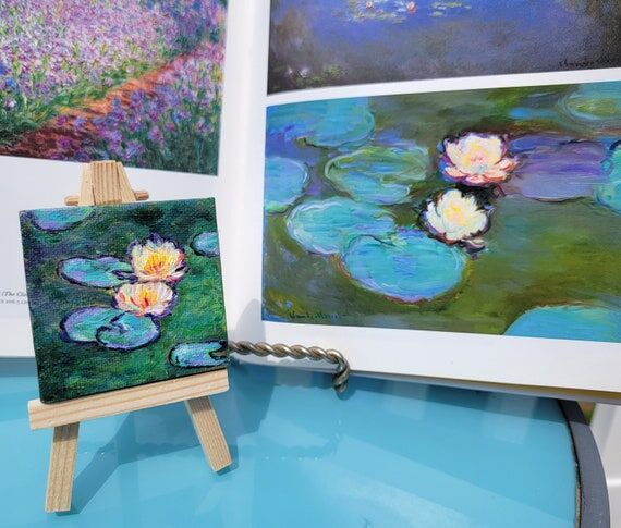 Miniature Monet’s painting. Water Lilies. I...