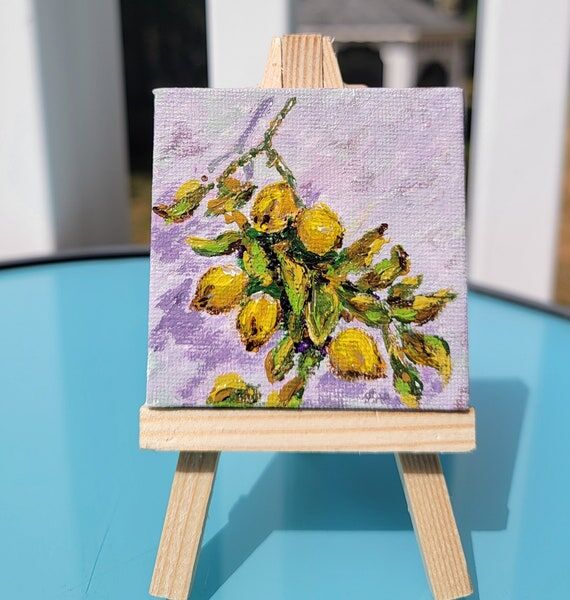 Miniature Monet’s painting. Lemons on a Bra...