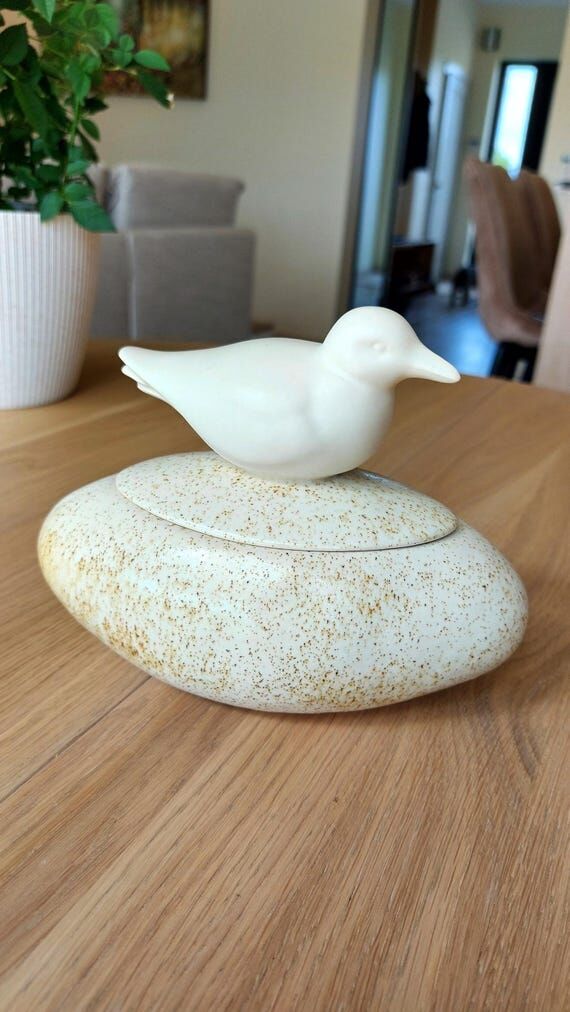 Ceramic Bird Candy Bowl with Lid, Handmade Sp...