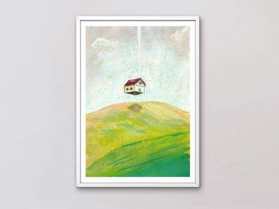 Dreamcore Floating House Art Print - Surreal ...