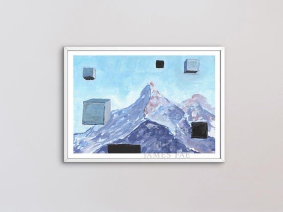 Surreal Mountain Art Print II – Floating Cu...