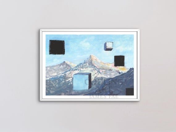 Surreal Mountain Art Print I – Floating Cub...