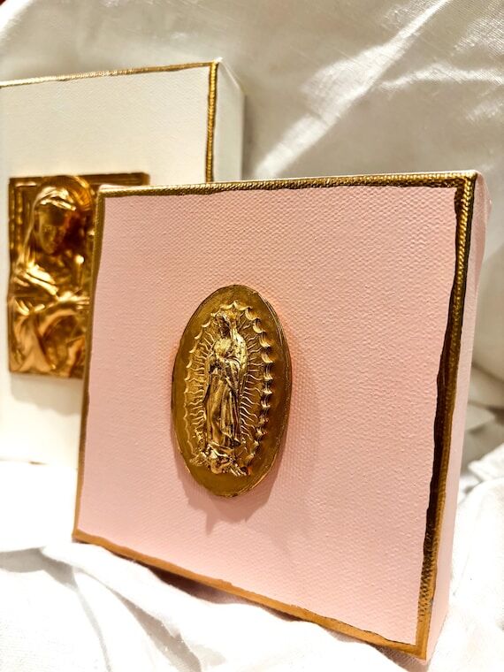 Virgin Mary Intaglio Art, Handmade Catholic W...
