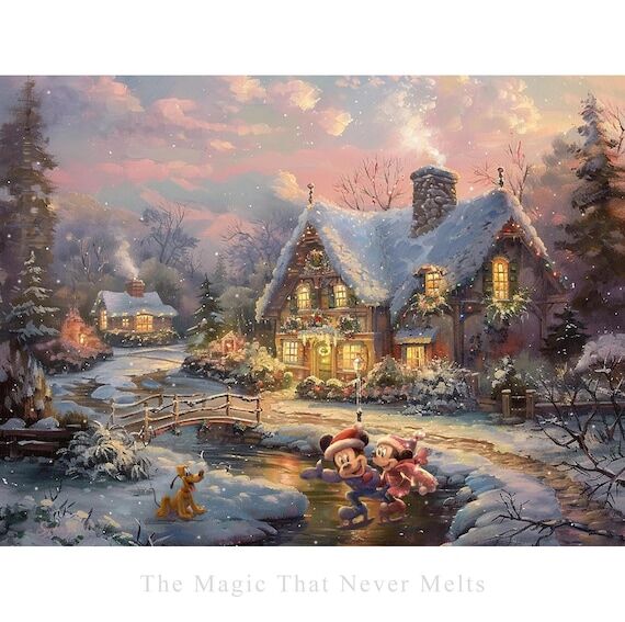 Original Disney Christmas Winter Landscape Oi...
