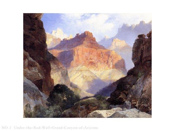 9 Hand painted Thomas Moran mountains oil pai...