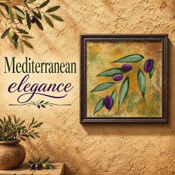 Olive Branch Botanical Print, Mediterranean K...