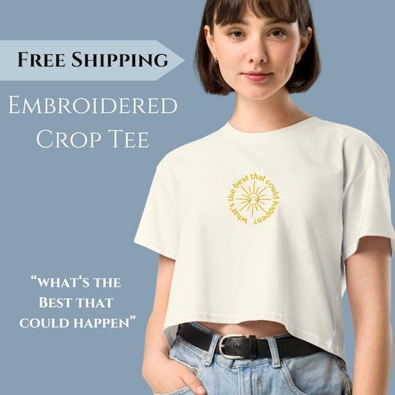 Embroidered crop tee women Inspirational tee ...