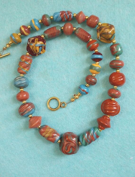 Handmade Lampwork Glass Necklace in Southwest...