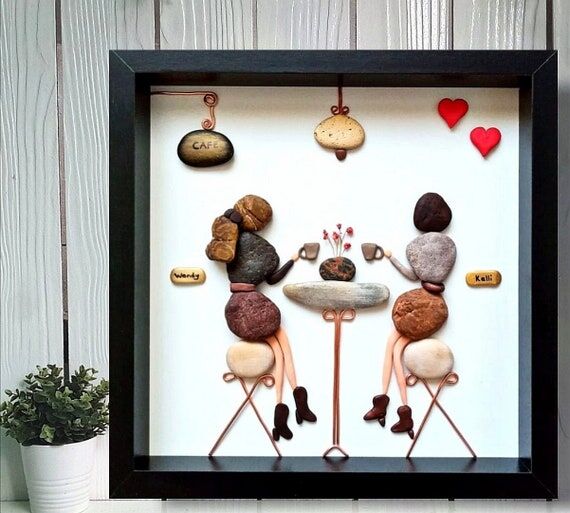 Best friend pebble picture, drinking coffee w...