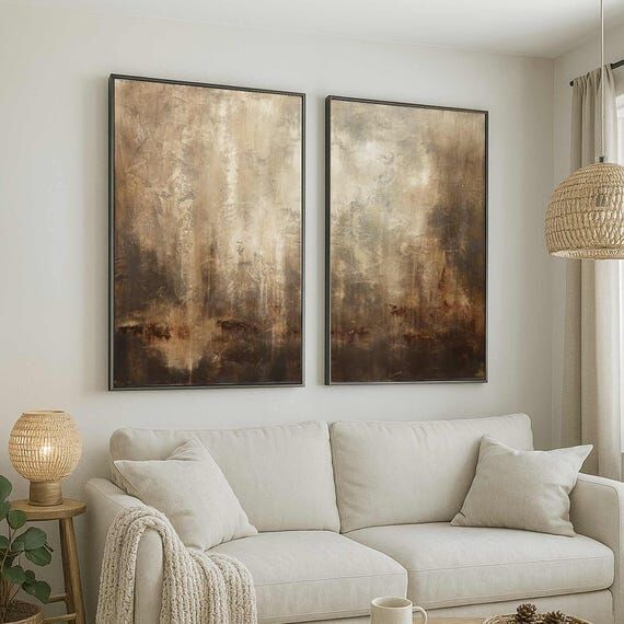 Contemporary 2 Panel Handmade Wall Art On Can...