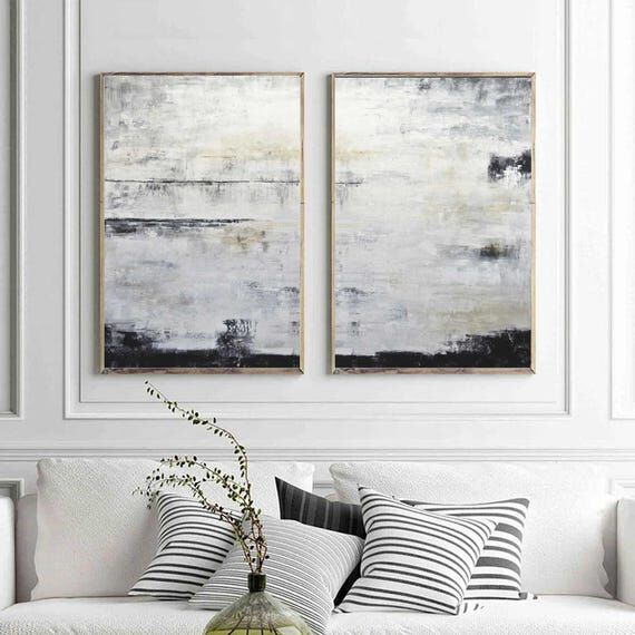 Two Piece Abstract Wall Art On Canvas, Oversi...