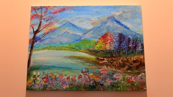 Handmade Mountain Lake Landscape Painting 18...