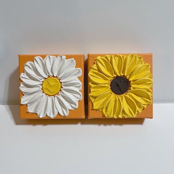 3D Sunflower & Daisy Painting Set: Textured F...