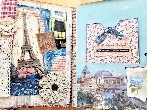 Handmade Vintage French Journal, Eiffel Tower...
