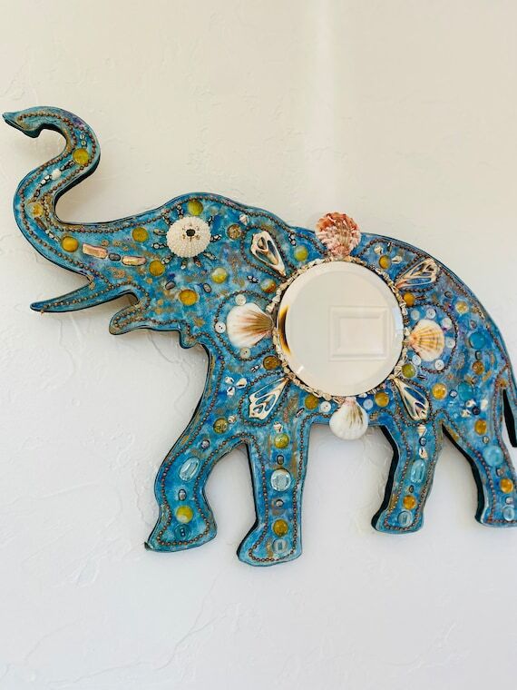 Elephant Mosaic Mirror: Mixed Media Wall Art ...