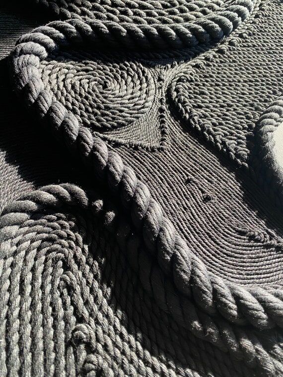 Handmade Cotton Rope Fiber Art Triptych: Mode...