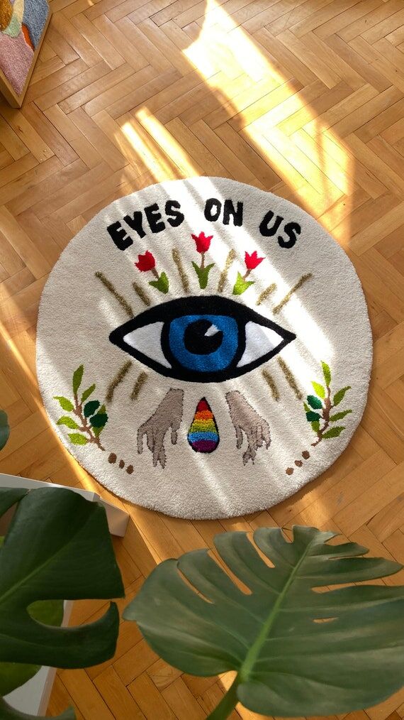 Handmade Tufted Wool Rug: Modern Eye Design, ...