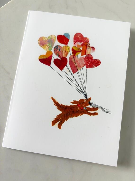 Mother's Day Card | Dog with Heart Balloons |...