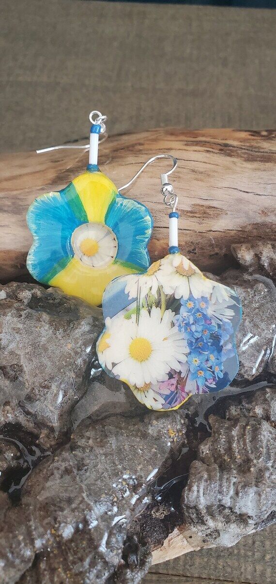 Little daisy and Forget me not Flower Double-...