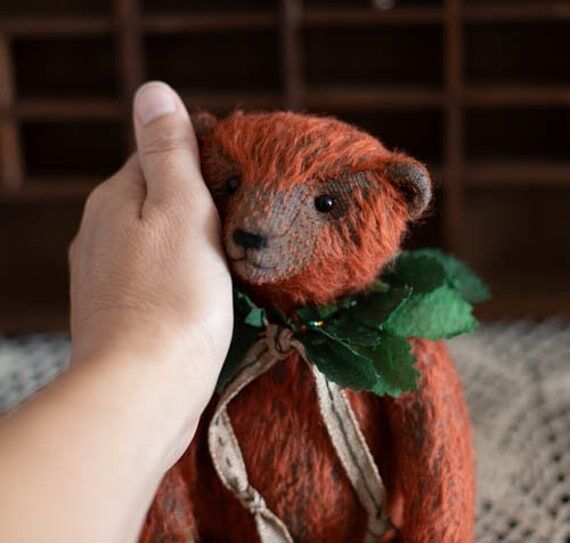 OOAK Mohair Teddy Bear: Strawberry Interior, ...