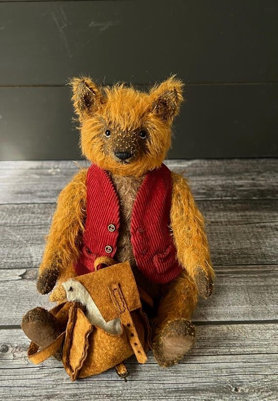OOAK Teddy Ludwig the fox and his friend goos...