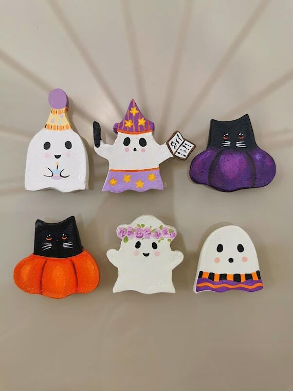 Halloween Handmade Magnets | Fridge Clay Magn...