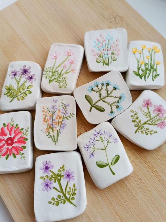 Flower Clay Magnets Set | Handmade Wedding Fa...