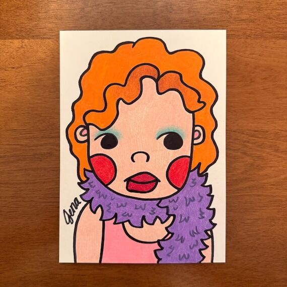 Original Retro Glamour Girl Artwork, 5x7 Colo...