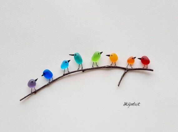 Rainbow Birds on Branch Mothers Day Gift - Se...