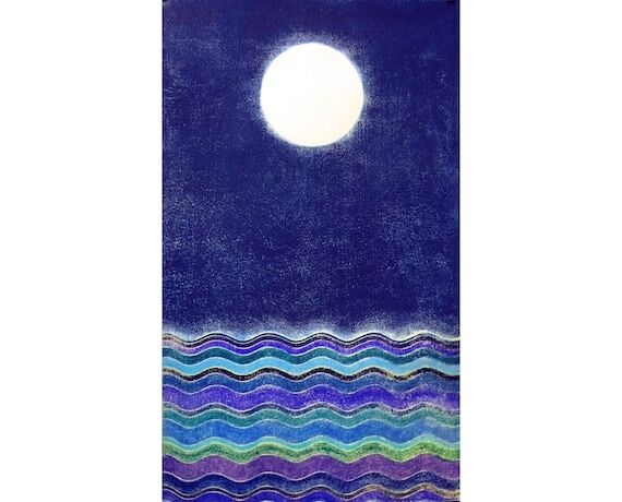 Moon and Sea III (18X30 Original Woodblock Pr...
